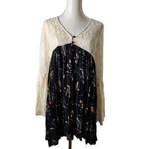 Hayden Los Angeles Small Lace & Floral Babydoll Top Retro Boho Cottagecore NEW